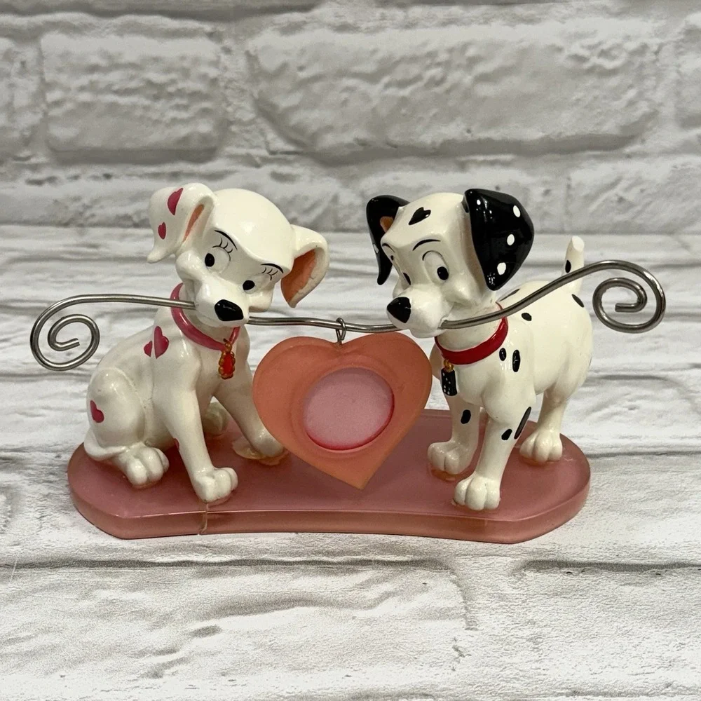 Vtg Disney 101 Dalmatians Ceramic Figurine Hanging Photo Frame Pongo & Perdita
